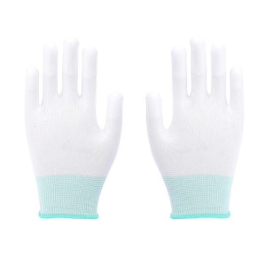 Găng tay phòng sạch sợi Polyester phủ PU đầu ngón, chống tĩnh điện S136