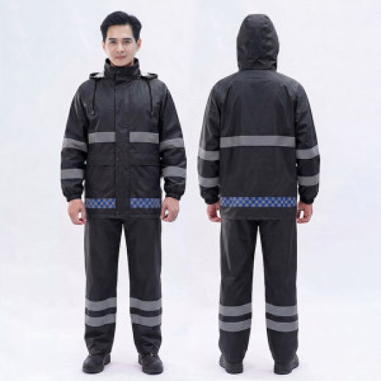 Bộ quần áo mưa phản quang 2 lớp A21 chống thấm tốt, đi đêm an toàn, Size XL