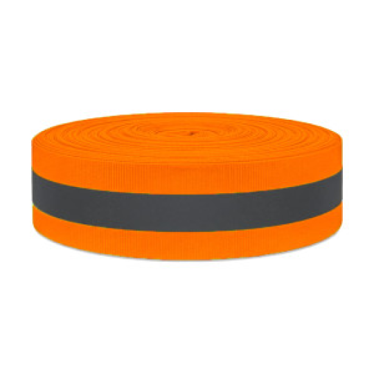Dây phản quang vải màu cam khổ 5cm x 100m PQ02