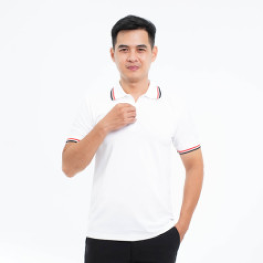 Áo polo đồng phục màu trắng P03, Size M - Vải cá sấu mè